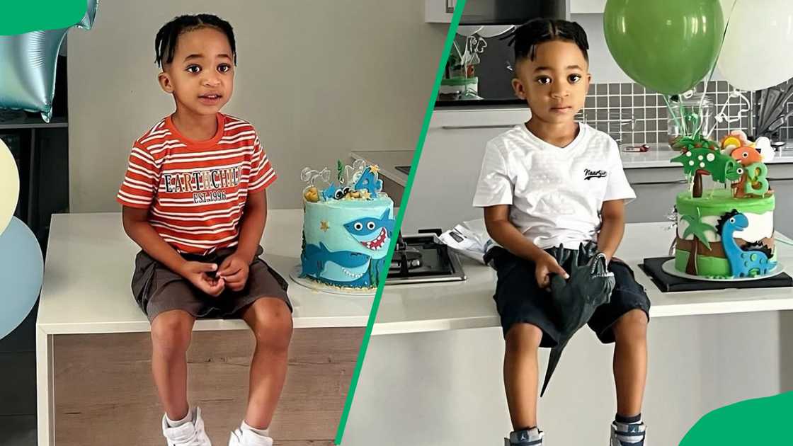 Kim Kholiwe's son sitting on the kitchen top on his birthday celebrations Kim Kholiwe's son sitting on the kitchen top on his birthday celebrations