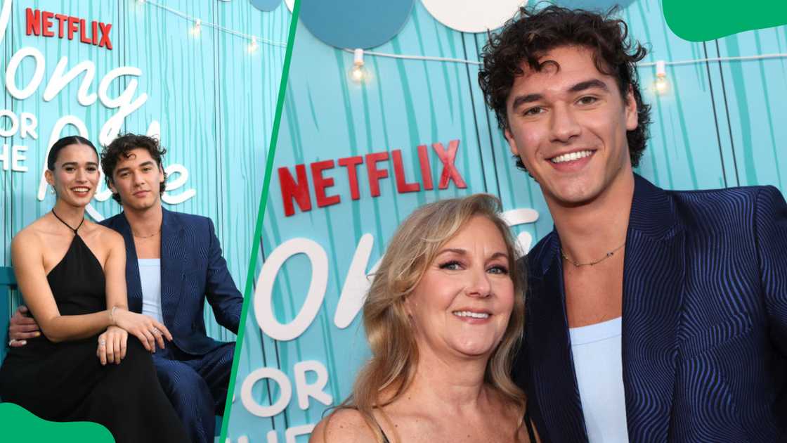 Emma Pasarow and Belmont Cameli at the 2022 premiere of Along for the Ride (L). Leslie Cameli and Belmont Cameli at the same event (R) Emma Pasarow and Belmont Cameli at the 2022 premiere of Along for the Ride (L). Leslie Cameli and Belmont Cameli at the same event (R)