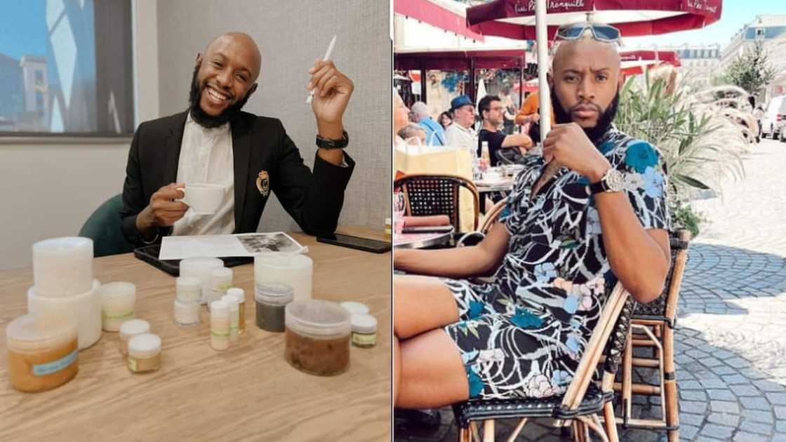 Mohale Motaung at Elahom Cosmetics meeting Mohale Motaung at Elahom Cosmetics meeting