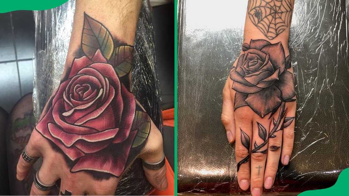 Rose hand tattoo