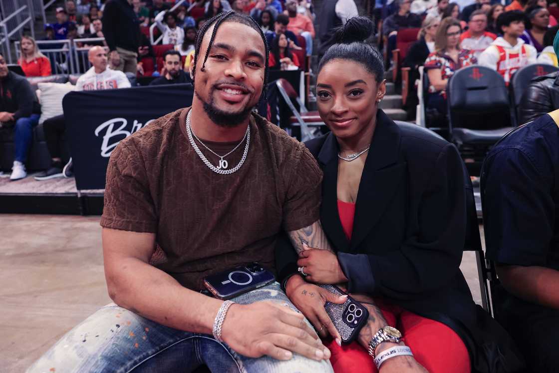 Simone Biles and Jonathan Owens in Houston, Texas