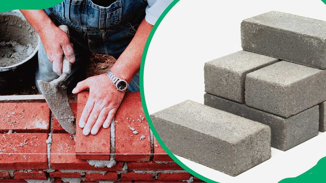 Clay brick and cement blocks Clay brick and cement blocks