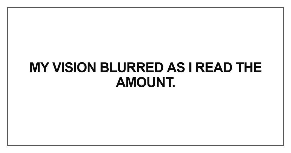 My vision blurred as I read the amount