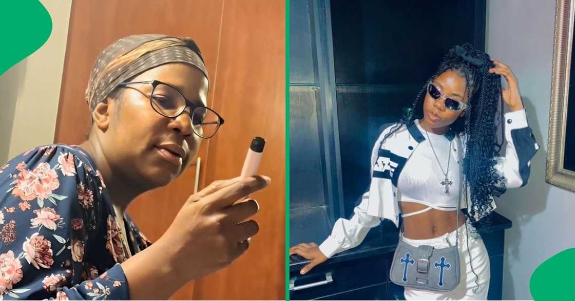 A mother reacted hilariously after finding her daughter's vape. A mother reacted hilariously after finding her daughter's vape.