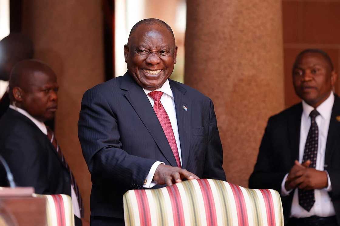 President Cyril Ramaphosa gestures President Cyril Ramaphosa gestures