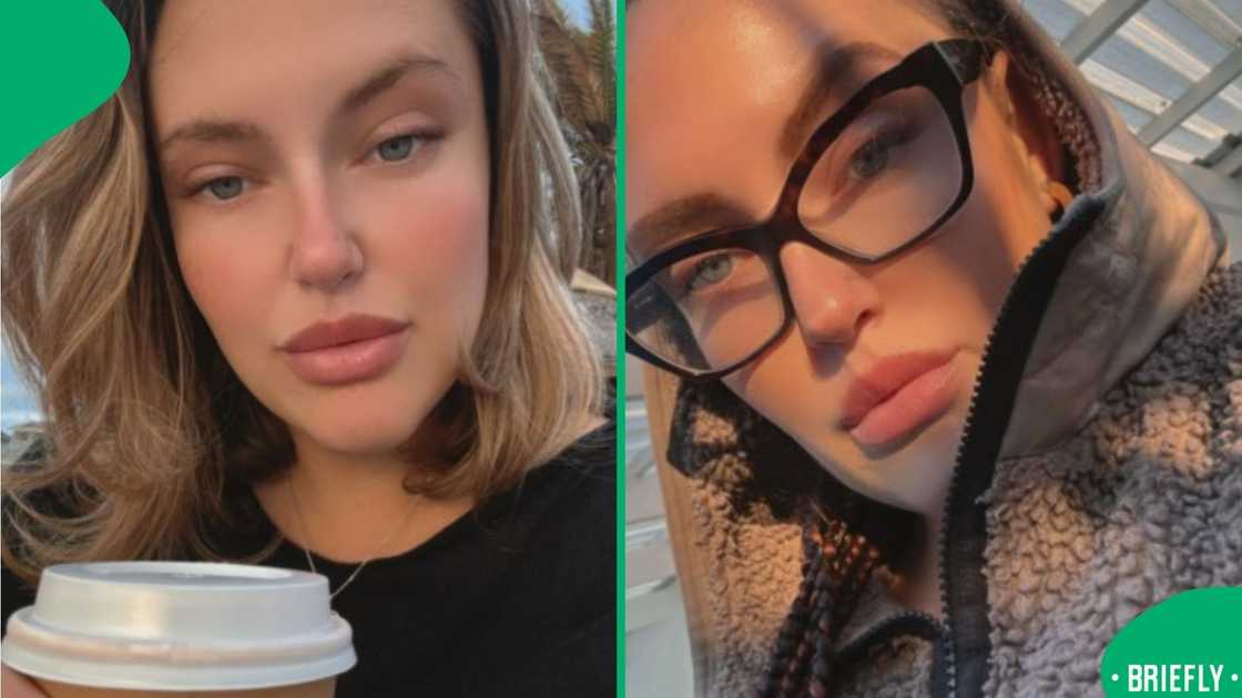 The image on the right showed a woman wearing glasses The image on the right showed a woman wearing glasses