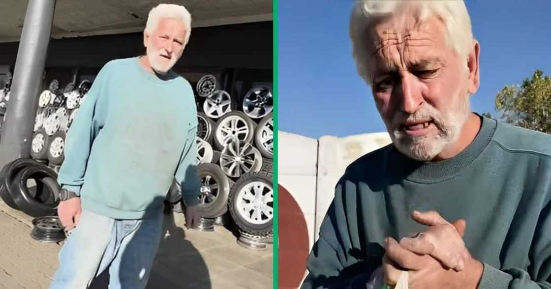 White man thankful after receiving help. White man thankful after receiving help.