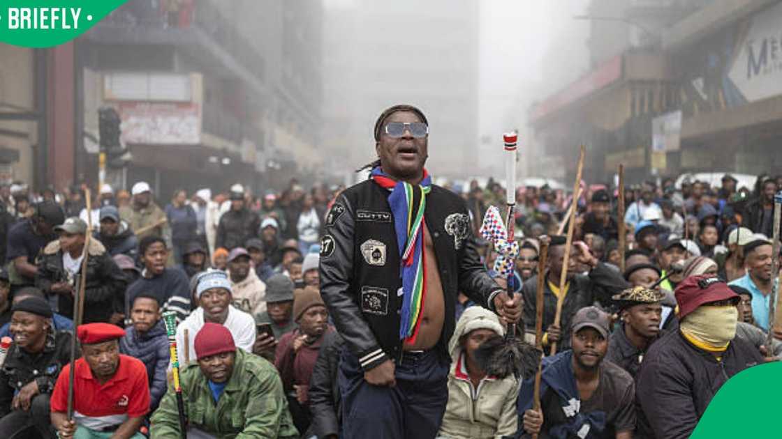 Ngizwe Mchunu leadind a march Ngizwe Mchunu leadind a march