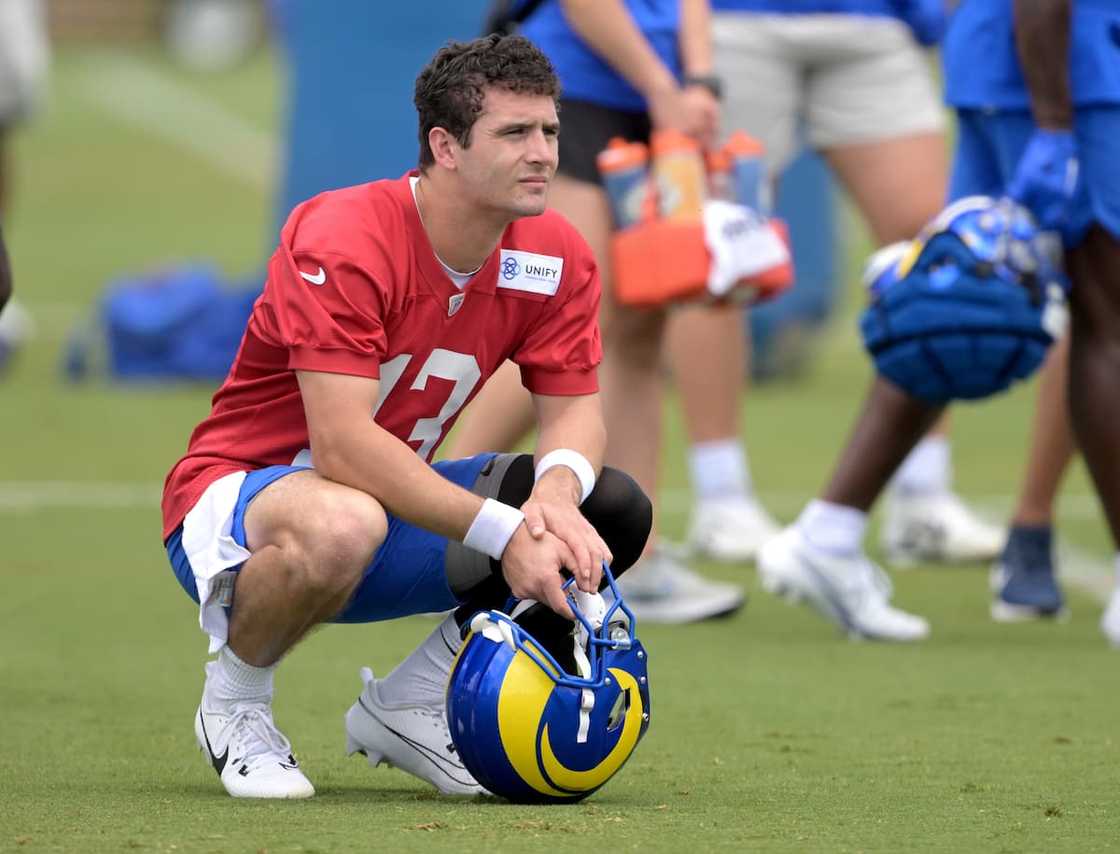 Quarterback Stetson Bennett of the Los Angeles Rams during a mini-camp at California Lutheran University on 13 June 2023.