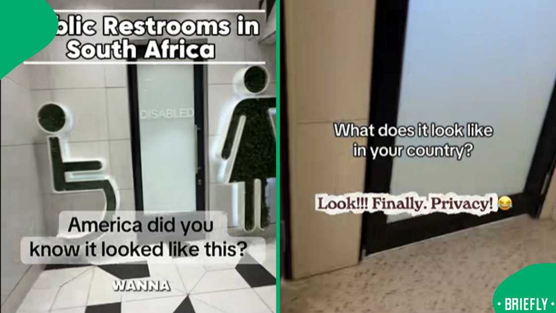 The visual on the right showed South African bathrooms with more privacy The visual on the right showed South African bathrooms with more privacy