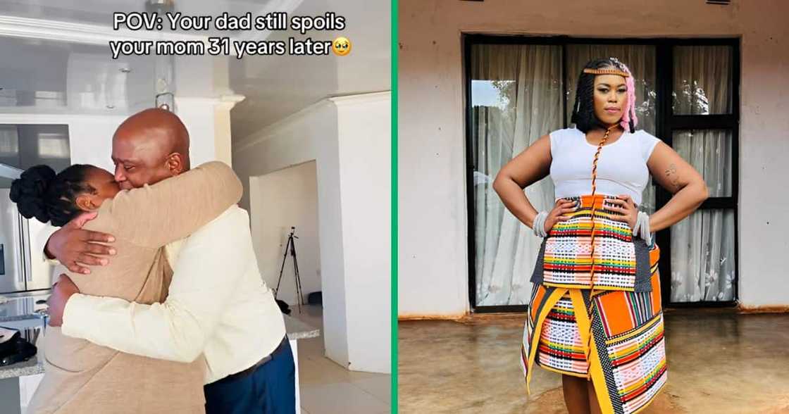 A TikTok video by @tshwanelo01 shows how her dad gifting her mom new shoes