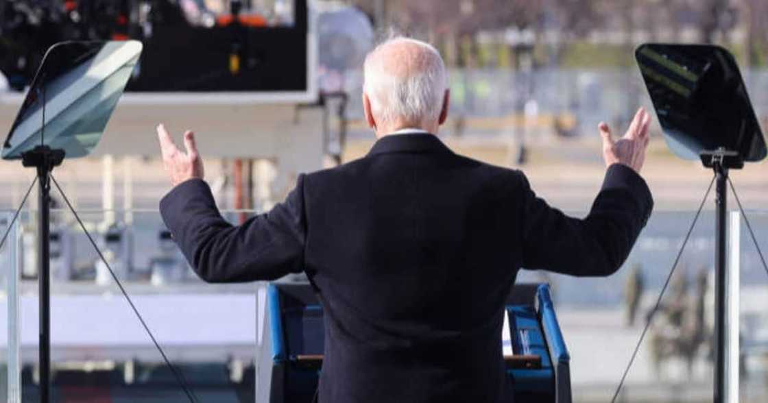 Joe Biden appears to be wearing bulletproof vest during highly guarded inauguration ceremony