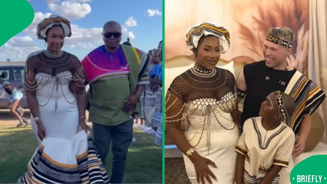 Judy and her father walked down the aisle as the bride was handed over to her new husband