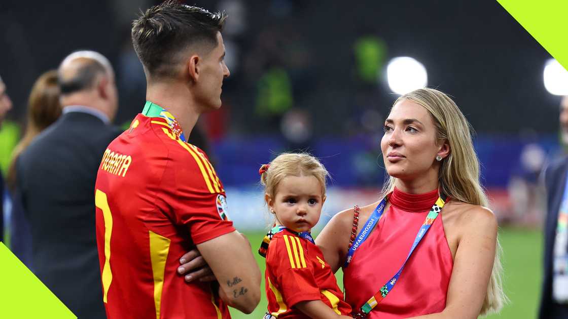 Alvaro Morata shared lovey-dovey moments with Alice Campello after he helped Spain clinch Euro 2024 on July 14, 2024. Photo by Robbie Jay Barratt - AMA.