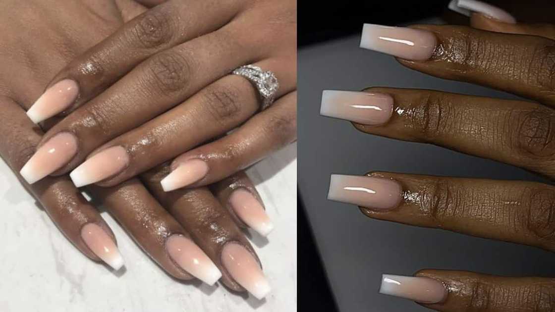 Fading light pink and white tips Fading light pink and white tips
