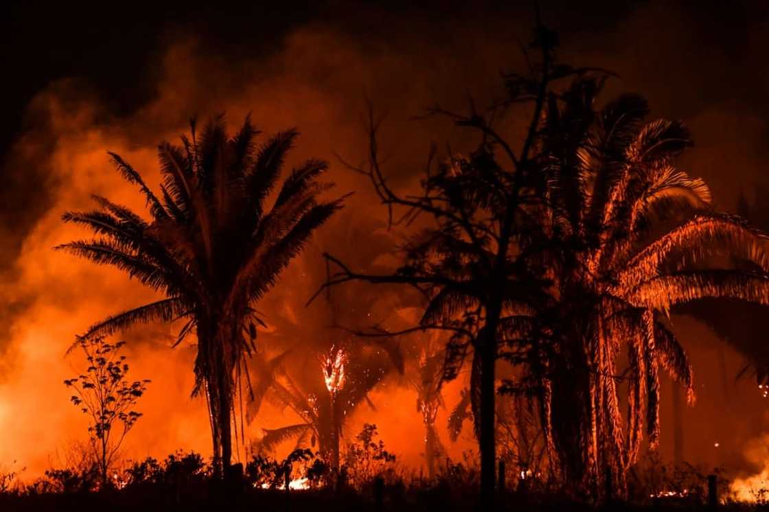 This photo taken on October 01, 2019 shows a fire near Itaituba, Para state, Brazil, in the Amazon rainforest This photo taken on October 01, 2019 shows a fire near Itaituba, Para state, Brazil, in the Amazon rainforest