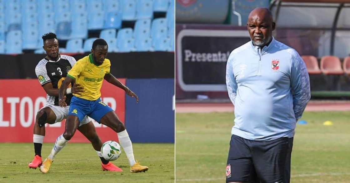 Al Ahly coach Pitso Mosimane is reportedly looking to sign striker Peter Shalulile from Mamelodi Sundowns. Image: Twitter