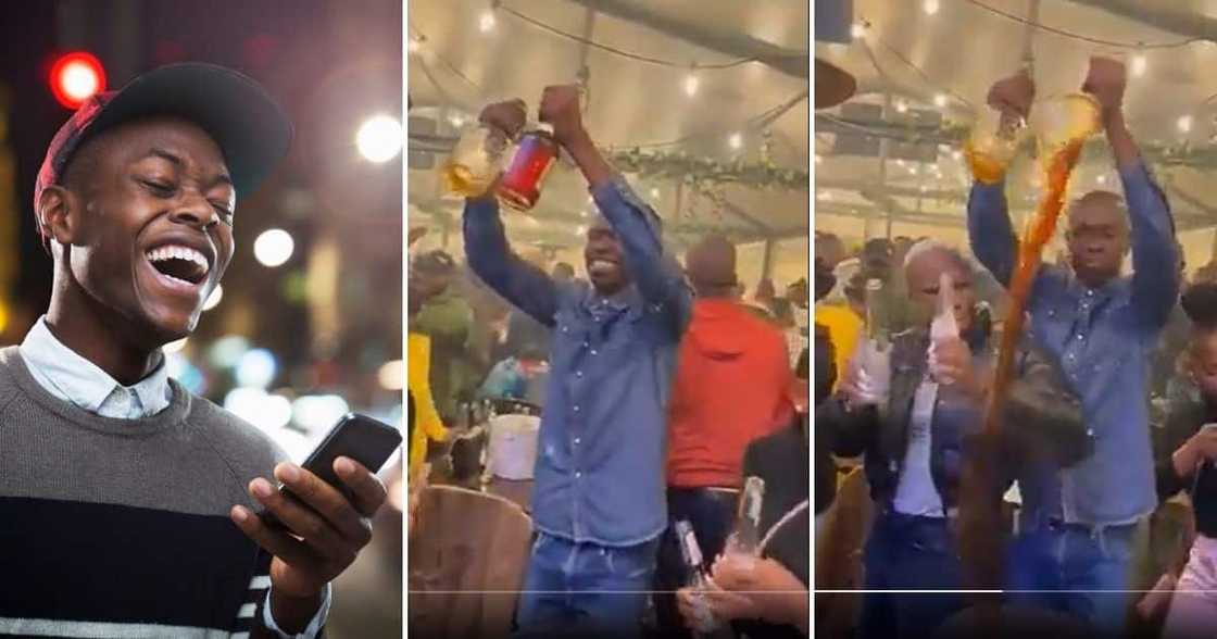 Bells Challenge, Man, Breaking Bottles of Booze, Groove, South Africa, DBN Gogo Bells Challenge, Man, Breaking Bottles of Booze, Groove, South Africa, DBN Gogo