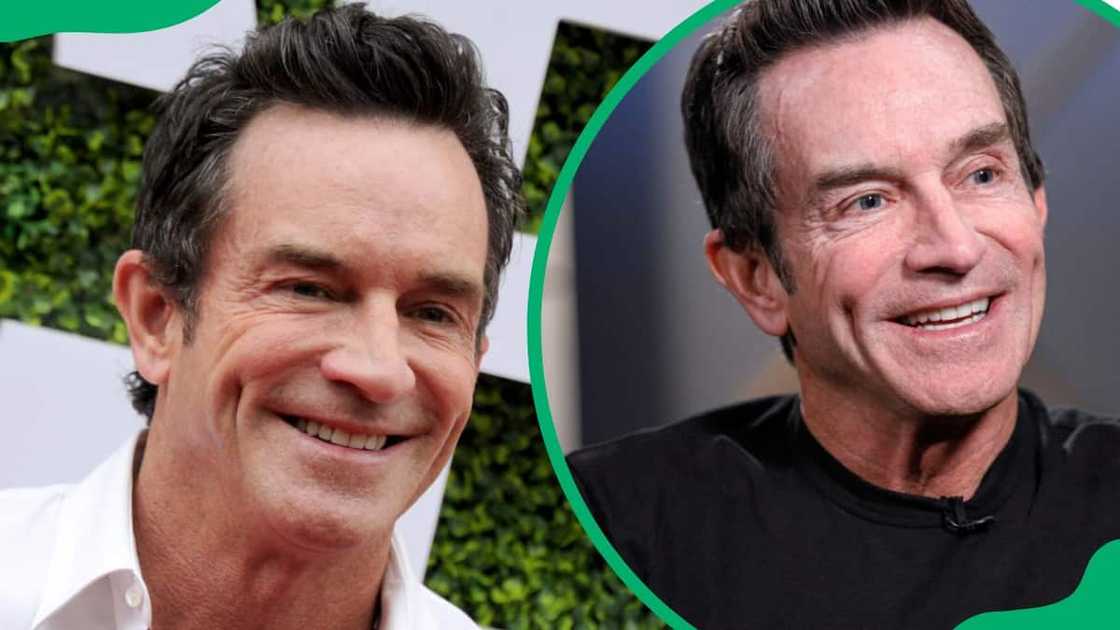 Jeff Probst attending an interview at the CBS Studios (L). The television personality during The IMDb Show (R)