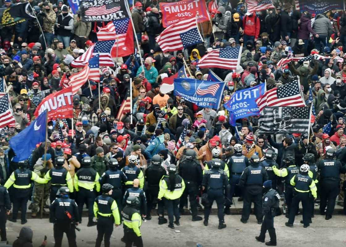 Trump supporters clash with police on January 6, 2021 at the US Capitol Trump supporters clash with police on January 6, 2021 at the US Capitol