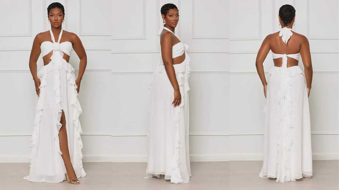 Cut-out ruffle maxi with a halter neckline Cut-out ruffle maxi with a halter neckline