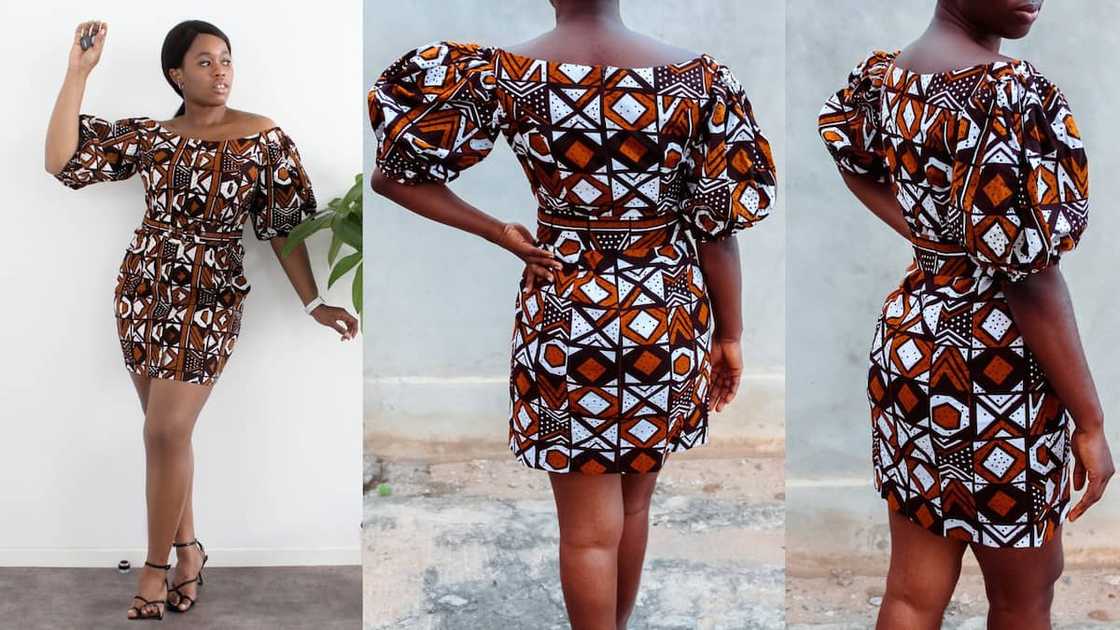 Brown African print with puffed sleeves Brown African print with puffed sleeves