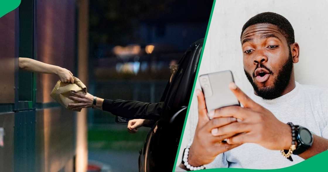 A phara snatched a person's order at a drive-thru, leaving netizens stunned. A phara snatched a person's order at a drive-thru, leaving netizens stunned.