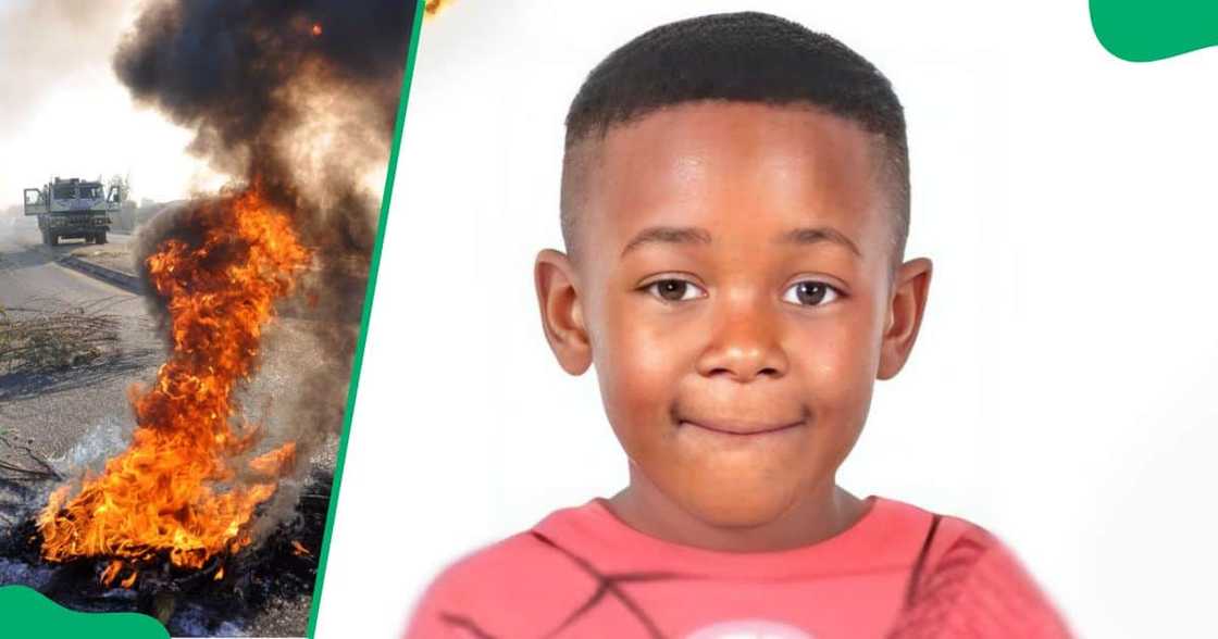 Mpumalanga police were concerned that an ongoing strike in Pienaar, near Mbombela, could hinder the search for a missing six-year-old Junior Mabandla. Mpumalanga police were concerned that an ongoing strike in Pienaar, near Mbombela, could hinder the search for a missing six-year-old Junior Mabandla.