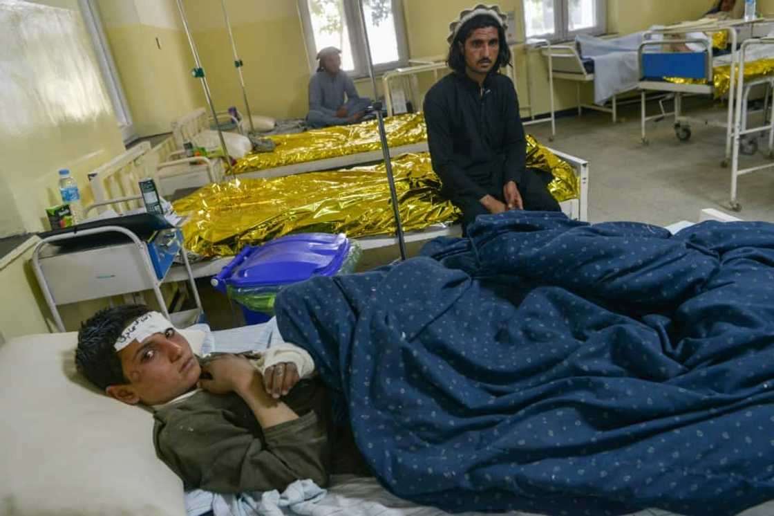 An Afghan youth is treated inside a hospital in the city of Sharan after he was injured in the earthquake on June 22, 2022