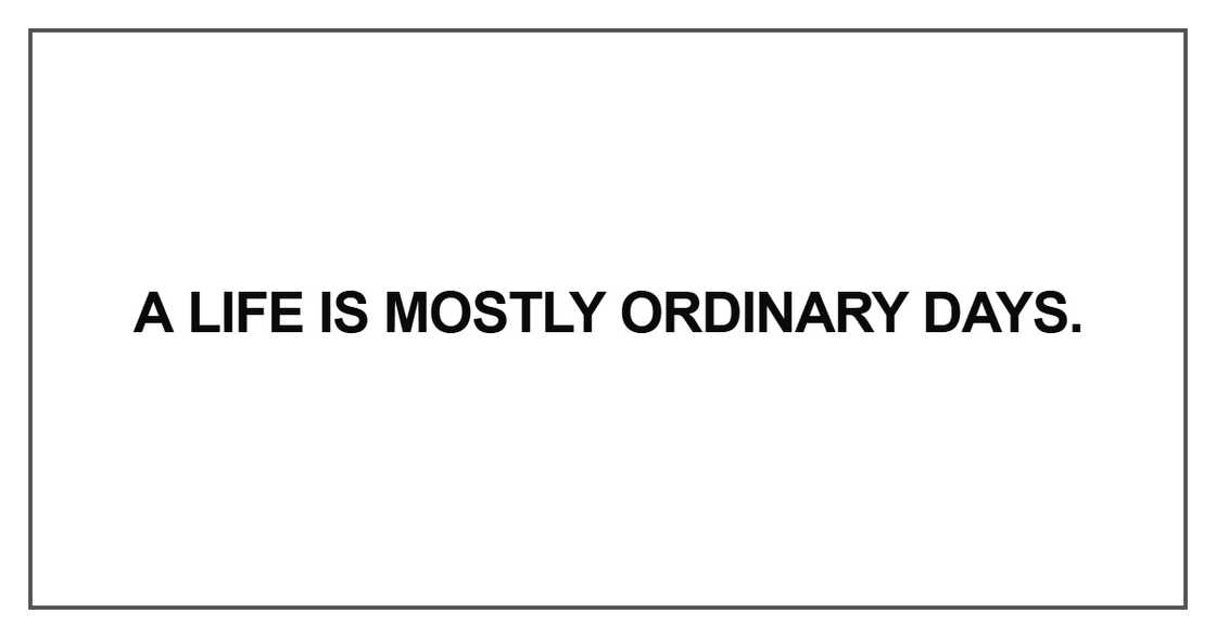 A life is mostly ordinary days