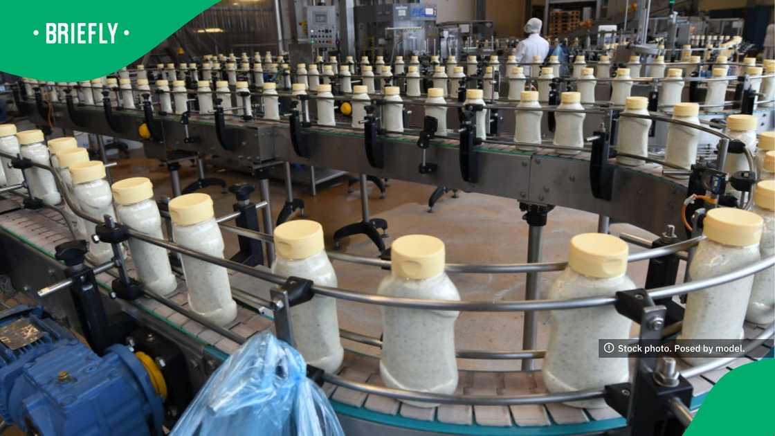 The image showcased mayonnaise bottles at a factory