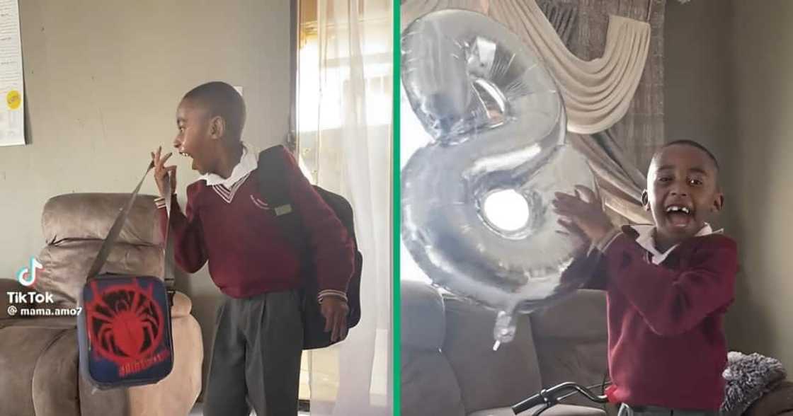 A kid was overjoyed when he saw his birthday surprise gift