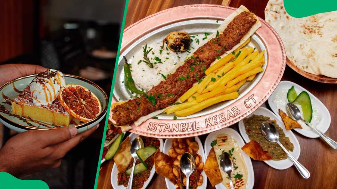 Istanbul Kebab's dessert (L). Mix plate (R) Istanbul Kebab's dessert (L). Mix plate (R)