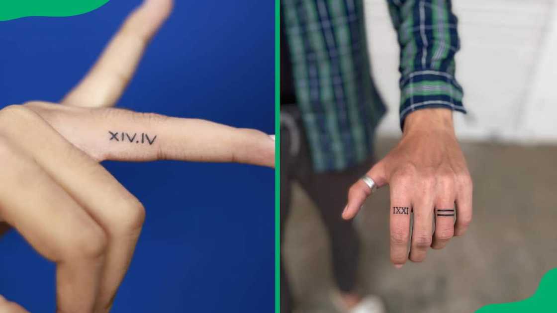 Roman numerals finger tattoo Roman numerals finger tattoo