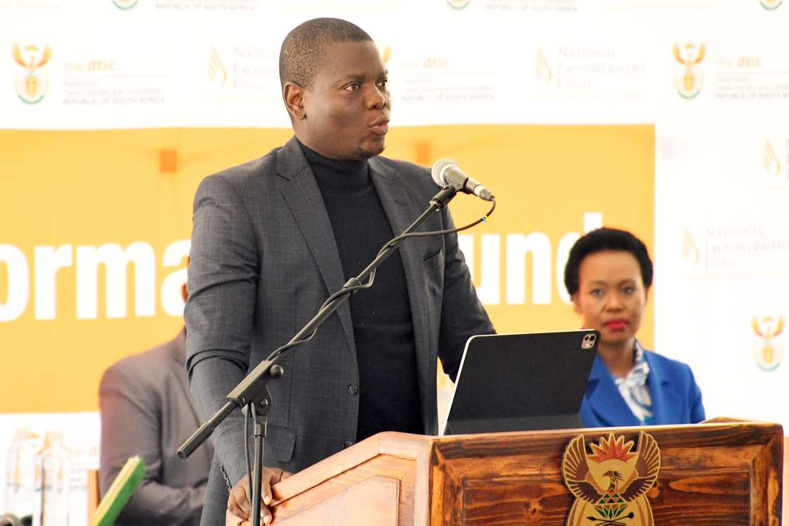Ronald Lamola speaks at the business breakfast engagement session on the Transformation Fund at Freedom Park Heritage Site and Museum