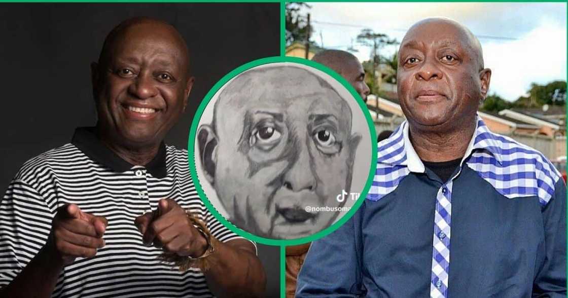 A drawing of Mbongeni Ngema A drawing of Mbongeni Ngema