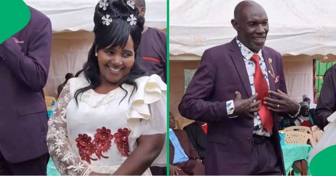 Older couple hop on TikTok trend at a wedding Older couple hop on TikTok trend at a wedding