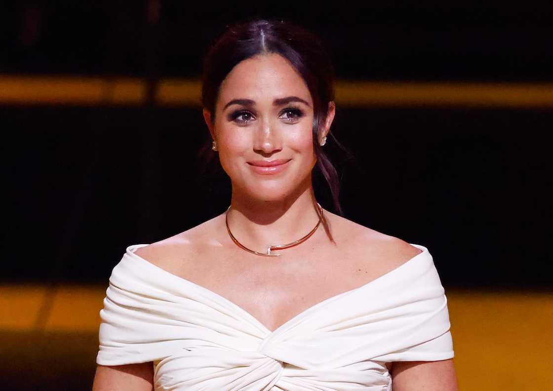 Meghan, Duchess of Sussex makes a speech on stage during the Opening Ceremony of the Invictus Games Meghan, Duchess of Sussex makes a speech on stage during the Opening Ceremony of the Invictus Games