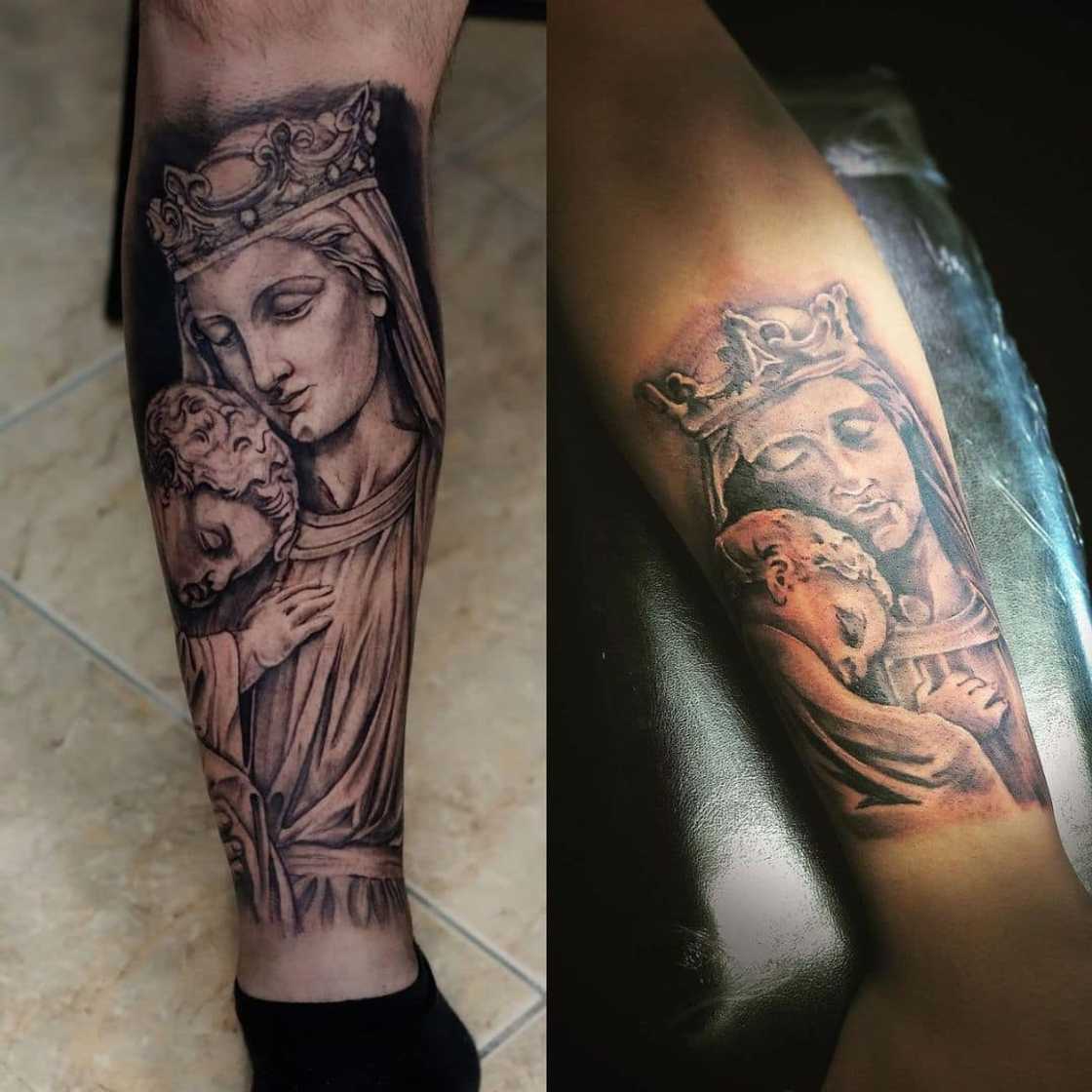Mary and Baby Jesus tattoo