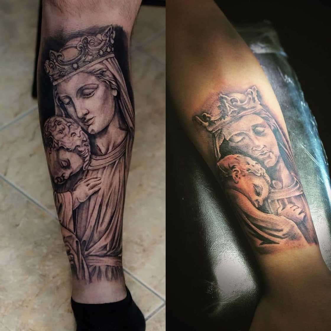 Mary and Baby Jesus tattoo Mary and Baby Jesus tattoo
