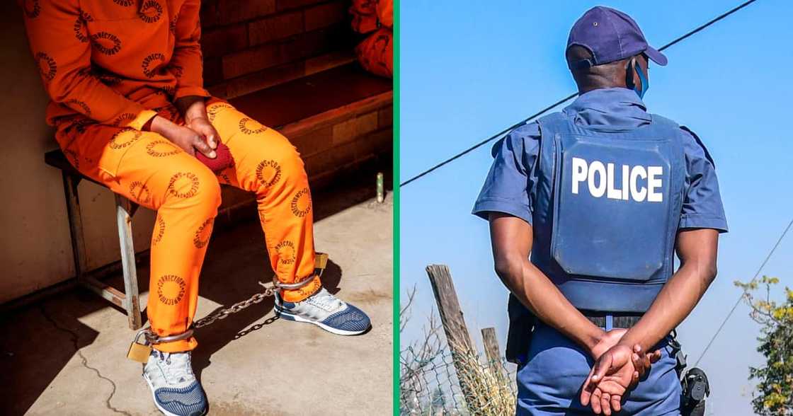 Inmates are seen sitting at the male section of the Johannesburg Correctional Centre also known as Sun City Prison