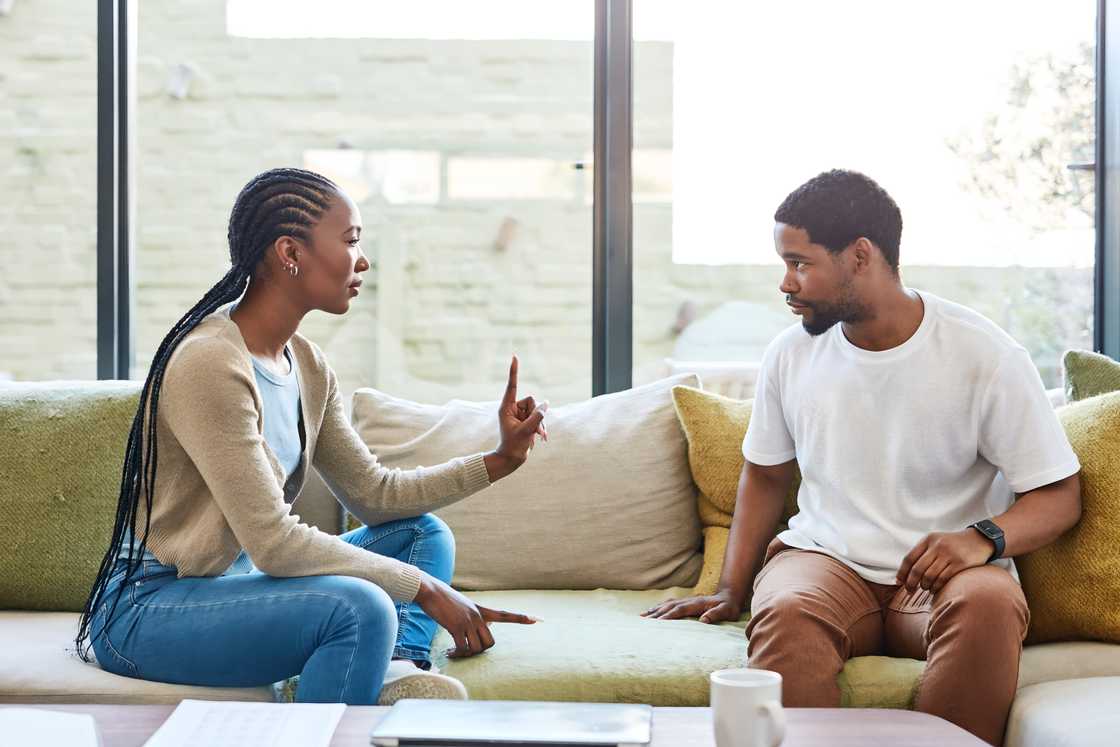 A young couple disagreeing