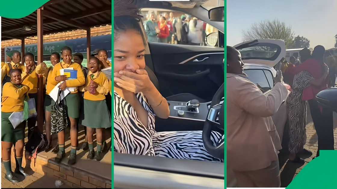 A TikTok video shows pupils and colleagues going wild for the teacher's new car.