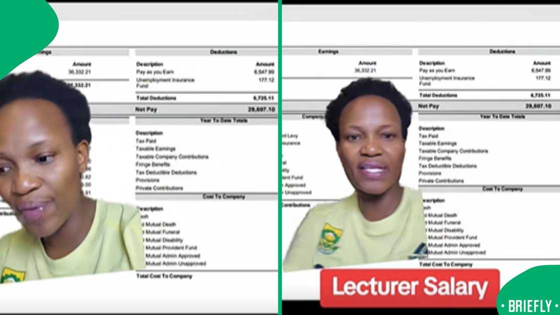 The visual on the right showed Boni reacting to a pay slip The visual on the right showed Boni reacting to a pay slip