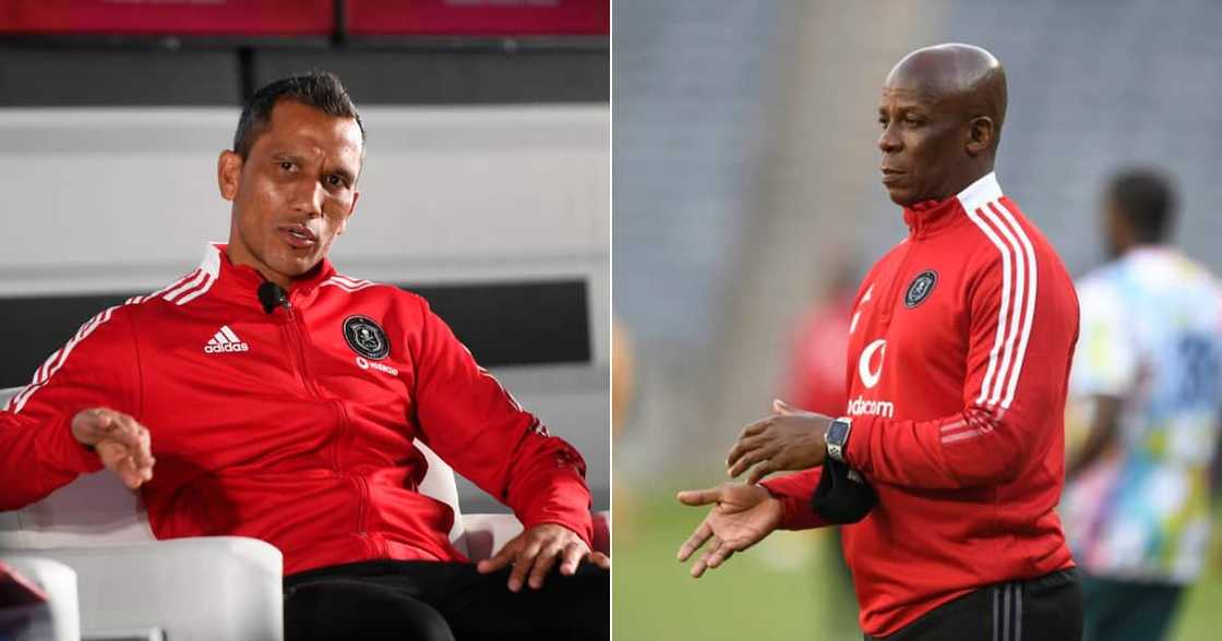 Orlando Pirates, Mandla Ncikazi, Fadlu Davids, co-coaches Orlando Pirates, Mandla Ncikazi, Fadlu Davids, co-coaches