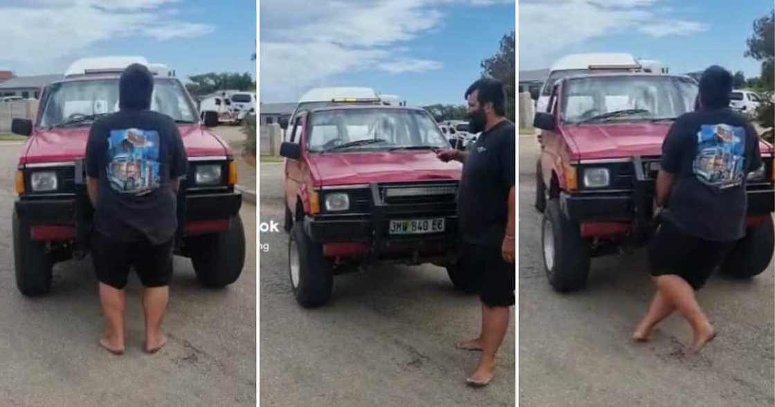 Video on TikTok of man lifting a bakkie Video on TikTok of man lifting a bakkie