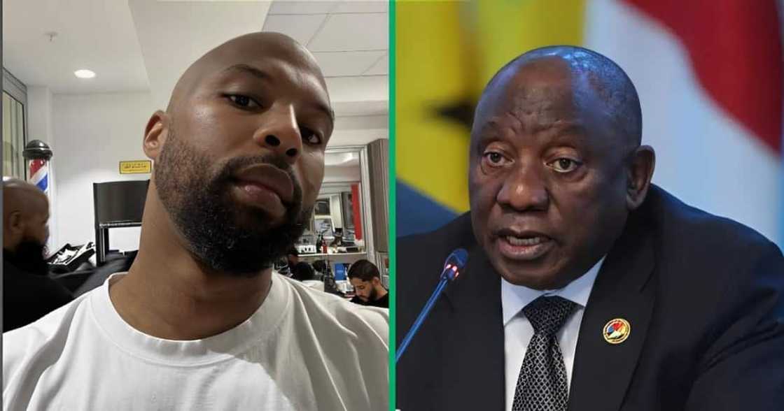 Sizwe Dhlomo mocks Cyril Ramaphosa. Sizwe Dhlomo mocks Cyril Ramaphosa.