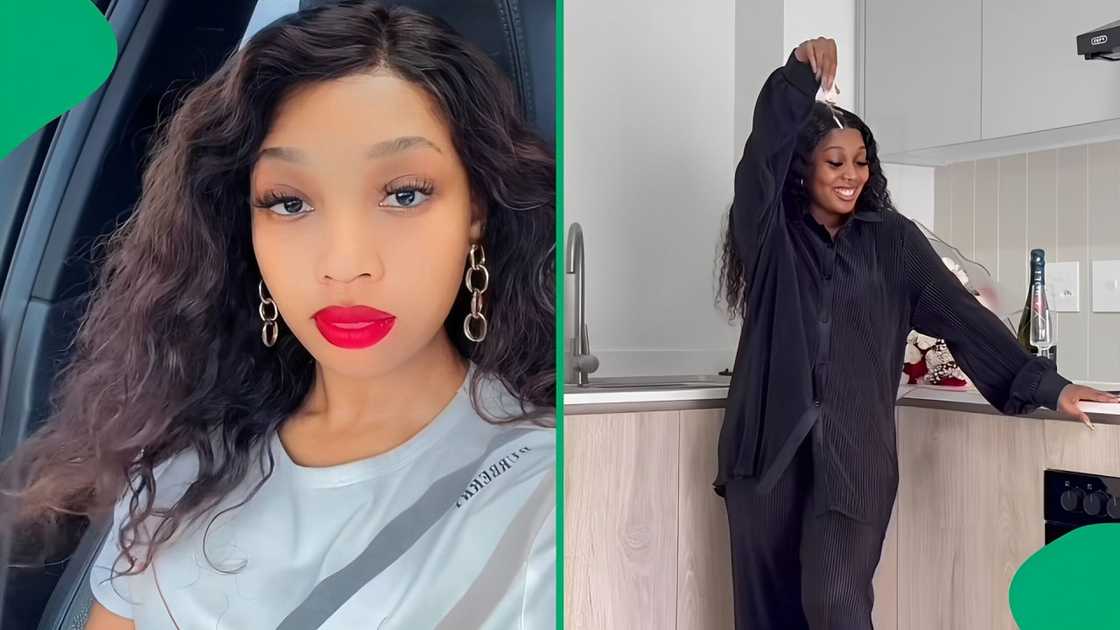 A TikTok video shows a woman showcasing her home. A TikTok video shows a woman showcasing her home.