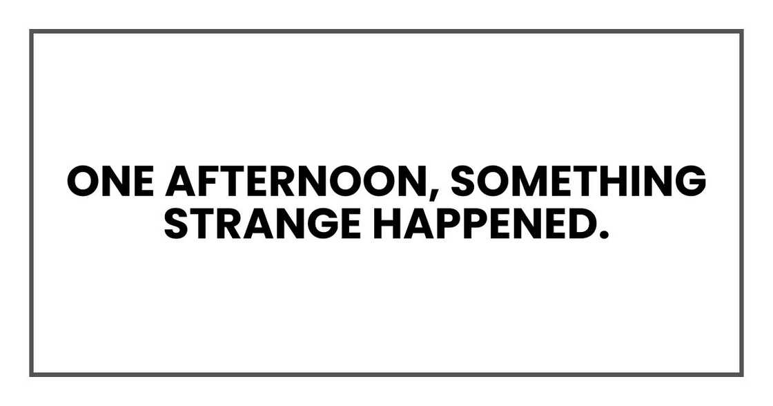 one afternoon, something strange happened. one afternoon, something strange happened.