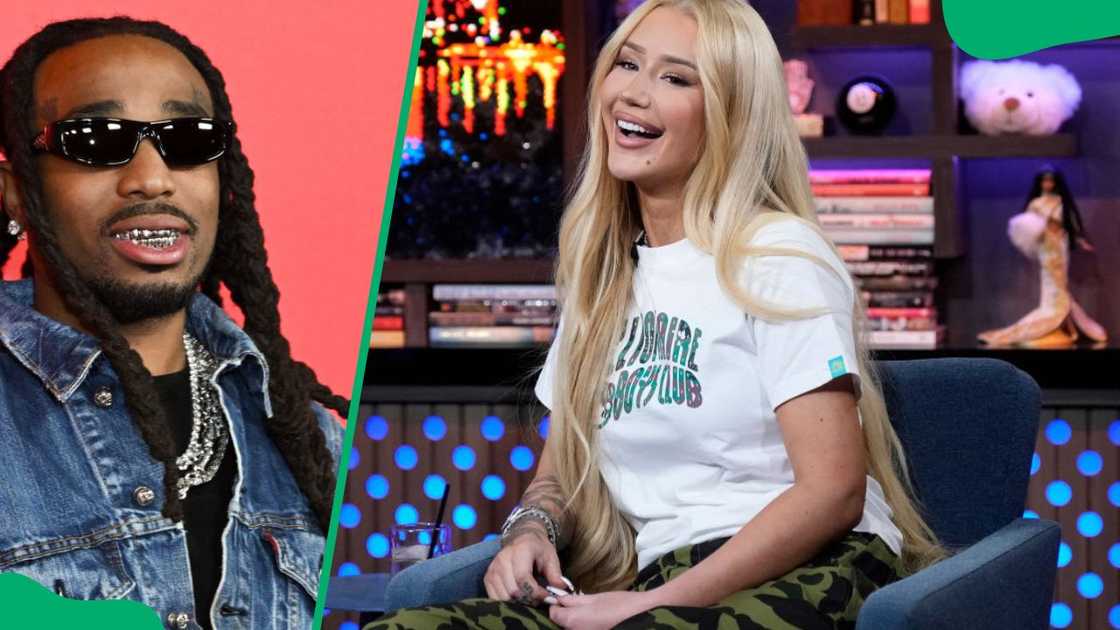 Quavo at the 2024 GQ Men Of The Year Party (L). Iggy Azalea during a 2024 episode of Watch What Happens Live with Andy Cohen (R)